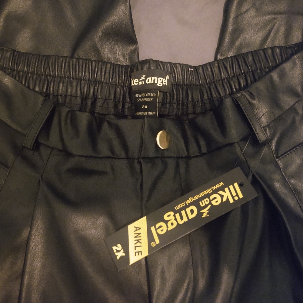 Black leather jeans